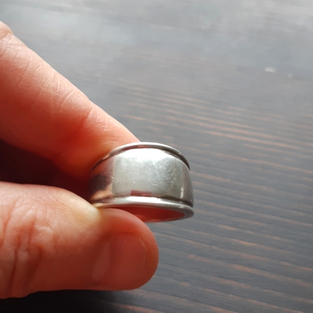 925 Silver-Tone Wide Dome Ring
